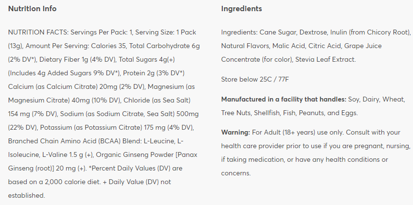 Nutritional information
