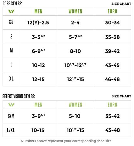 Swiftwick sock sizing chart